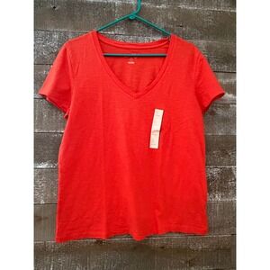 Universal Thread Womens V-Neck Short Sleeve T-Shirt Orange‎ Red Size L NWT